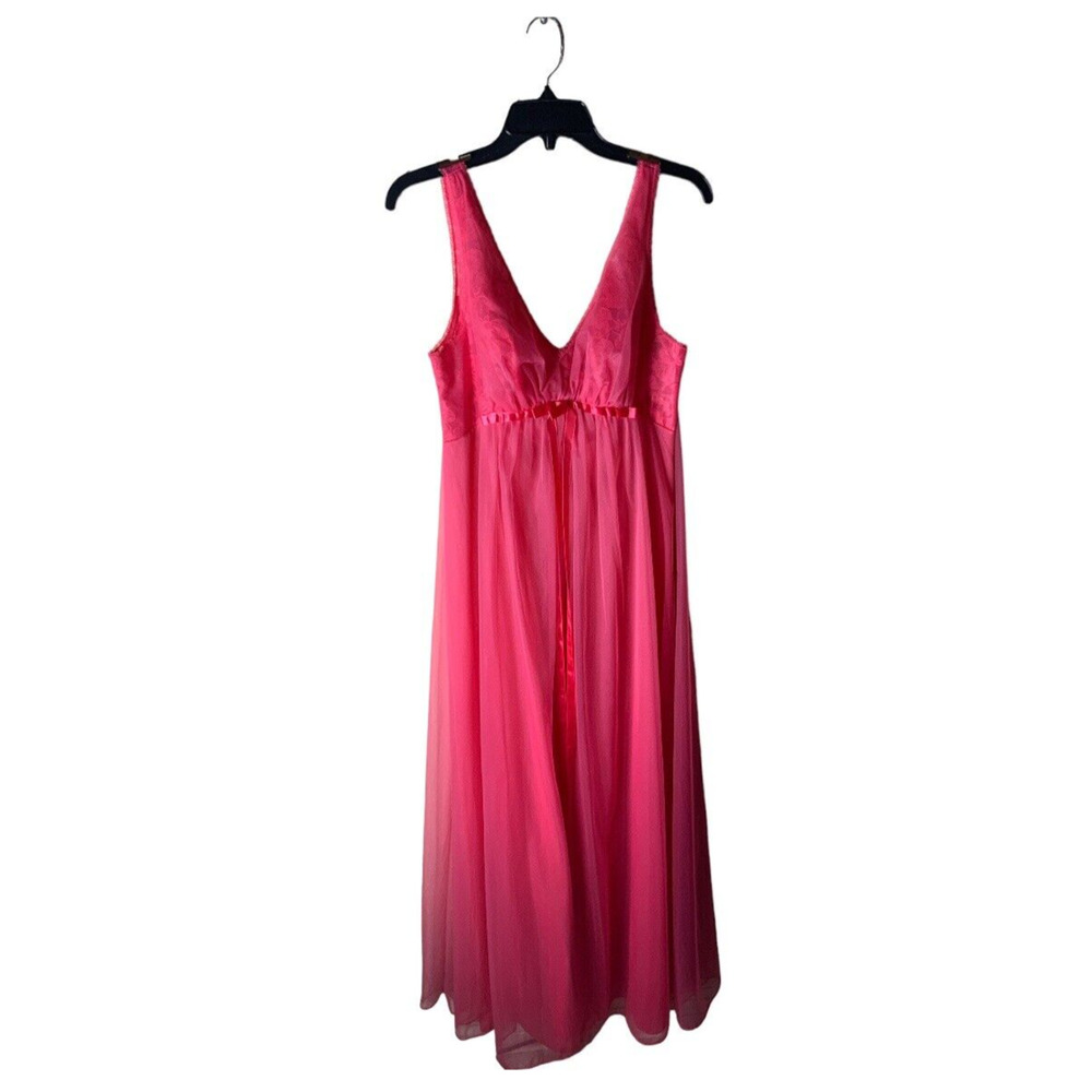Vintage Vanity Fair Nightgown 34 M Barbiecore Sheer Lace USA Made
